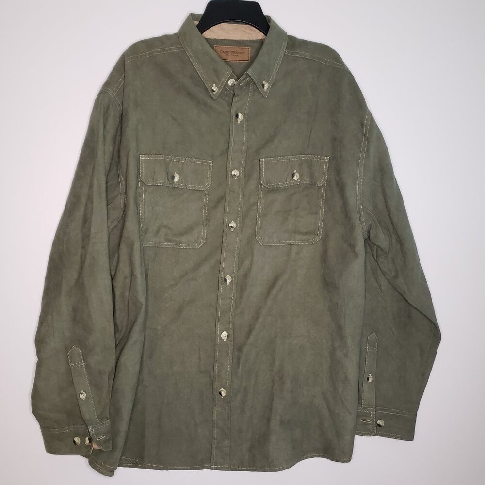 Clearwater Outfitters Shirt Men’s XXL Long Sleeve Button Soft Velvet Touch Green